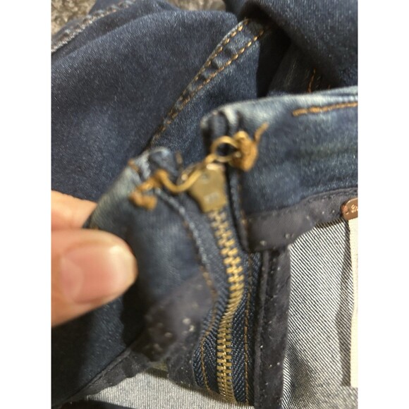 Free People Denim Skirt Size Large Blue Mini Straight Boho Jean Stretchy Zip - Picture 3 of 6